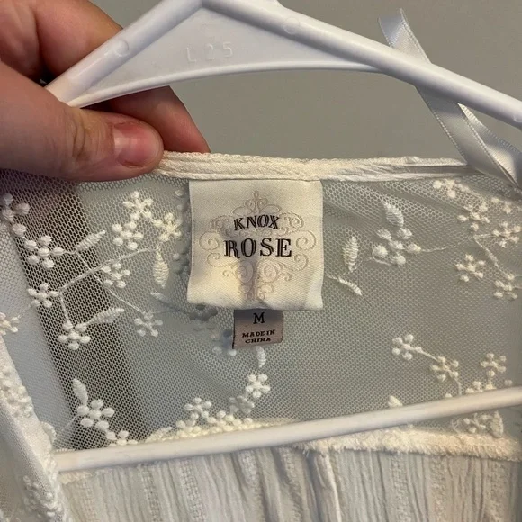 Knox Rose White Lace Long Sleeve Open Front Cardigan Kimono Size M - Picture 6 of 8